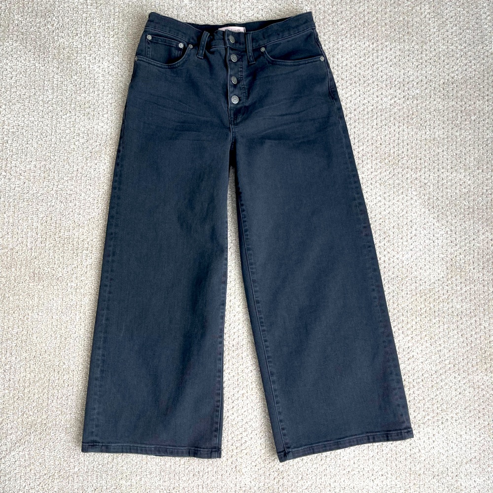 Madewell Wide Leg Crop Black Jean